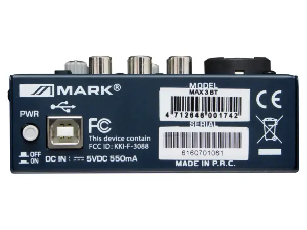 MAX_3_BT_planta_20160920110550 Mark mezclador de 2 Canales. Bluetooth®